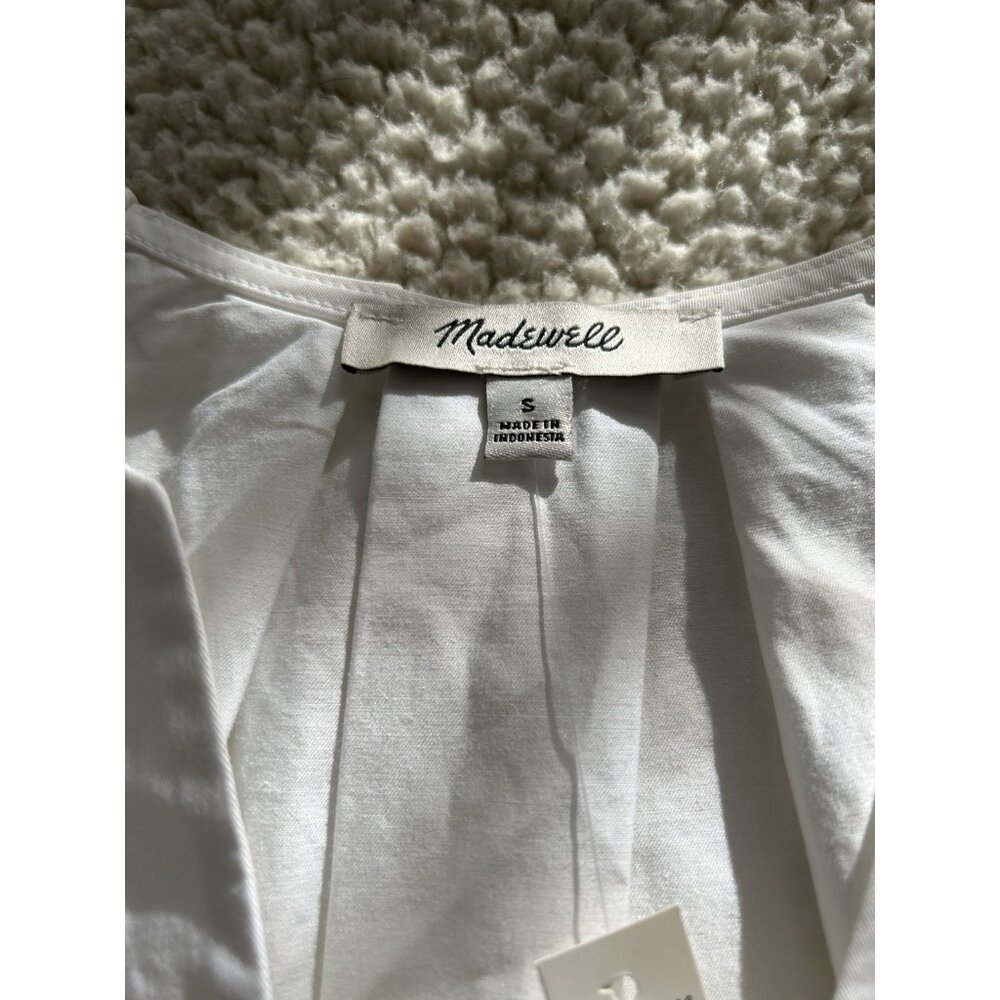 Madewell $98 Womens Short Sleeve Poplin Lace Up Top in White Size S #NW070 - Picture 9 of 12